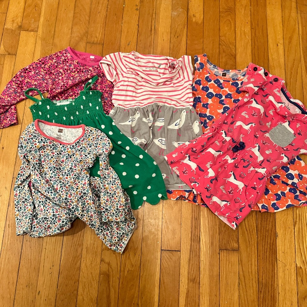 3-4yr Girls Dress/Romper Bundle: Mini Boden, Tea, and Hanna Anderson